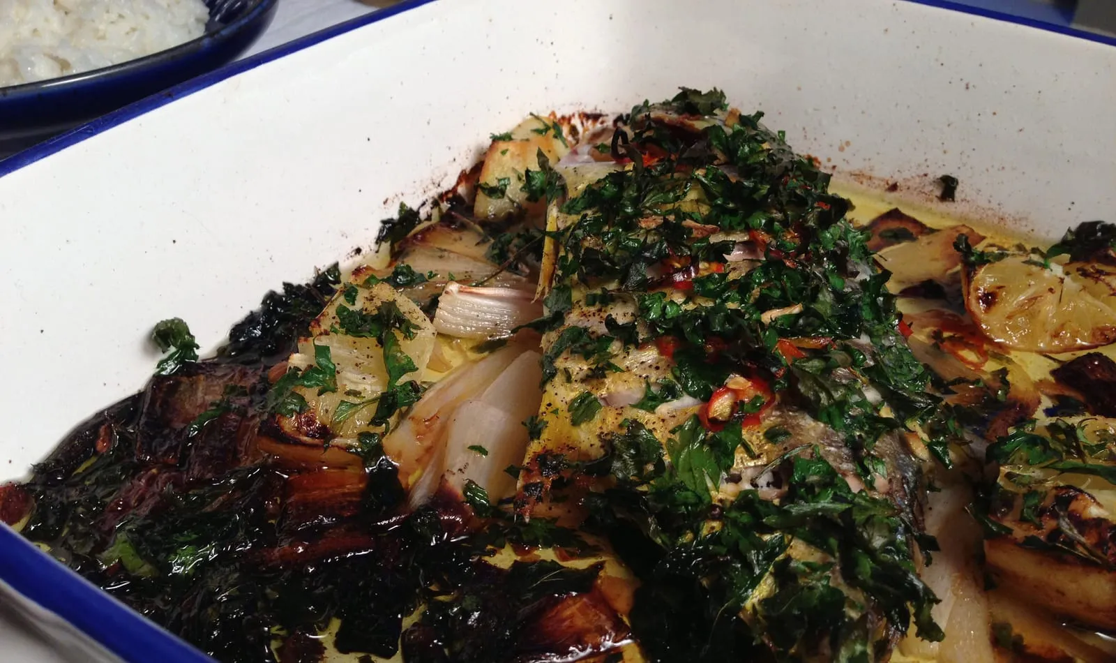 Baked Trevally and Coconut Rice