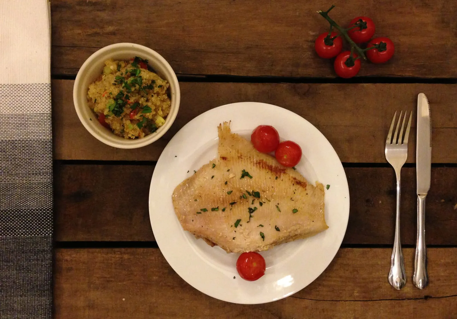 Pan-Fried Ray Wings With Vegetable Quinoa