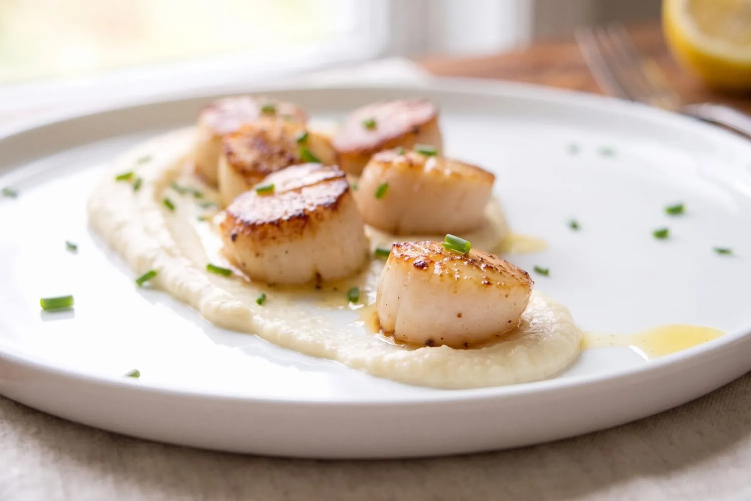Seared Scallops with Cauliflower Puree